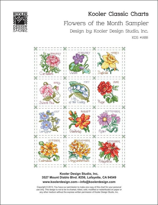Kooler Classic Charts Flower of the Month Sampler KLS1488 cross stitch pattern