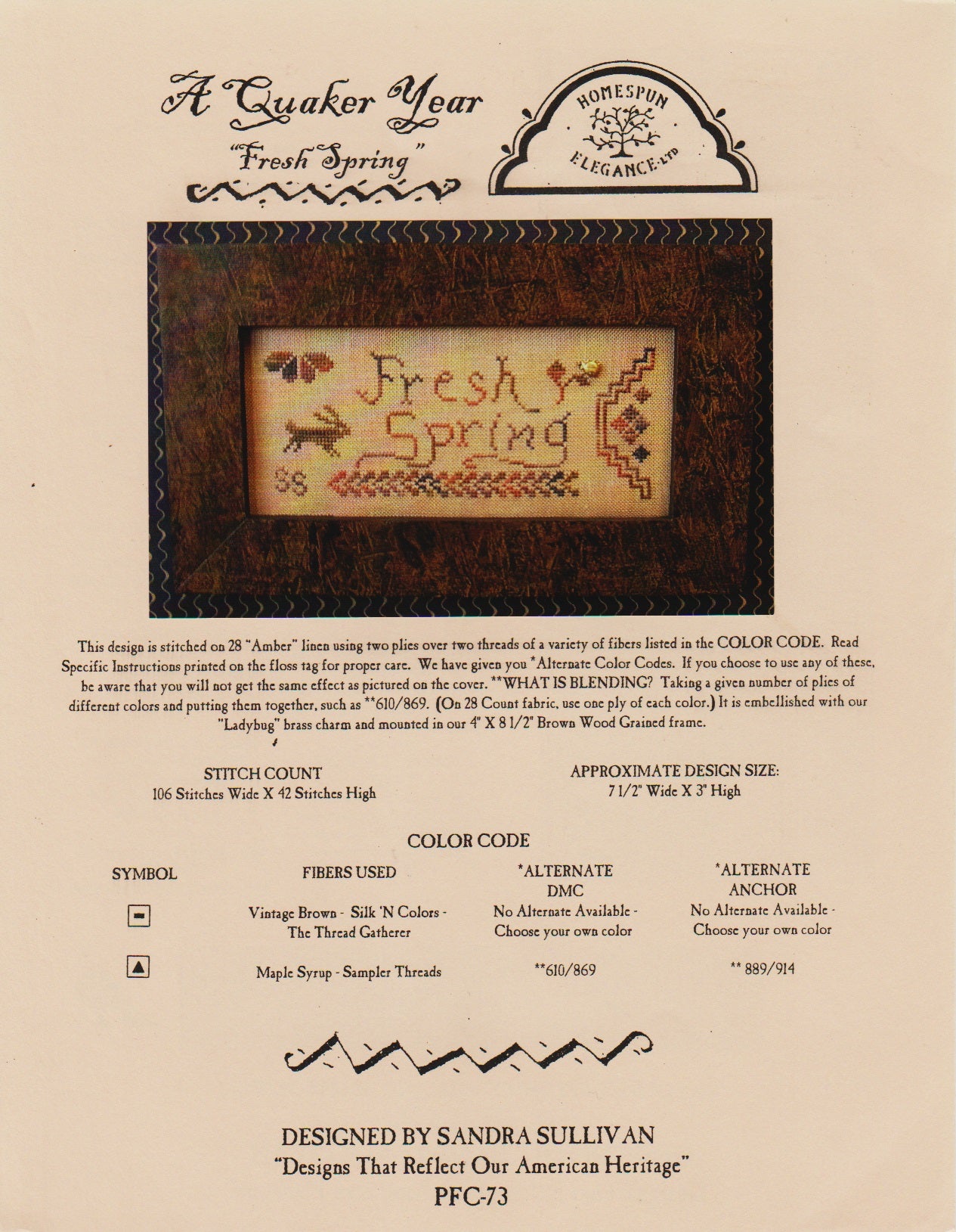 Homespun Elegance Fresh Spring PFC-73 cross stitch pattern