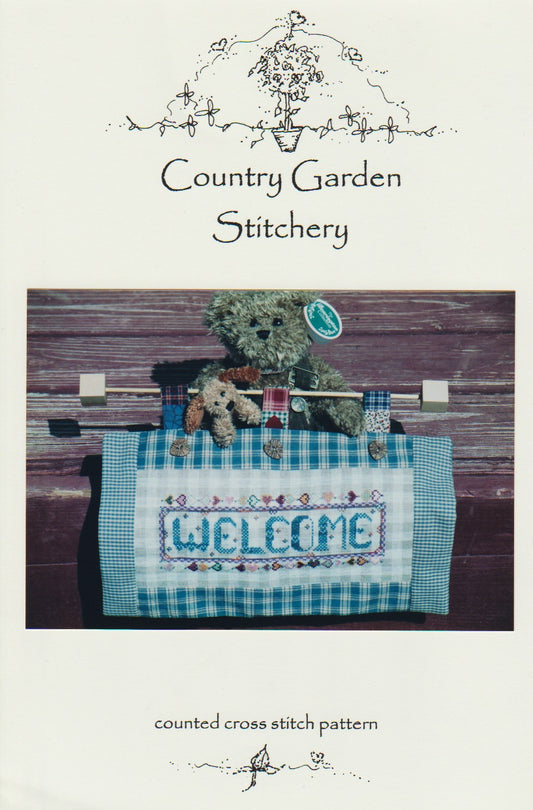Country Garden Stitchery Gingham Welcome cross stitch pattern