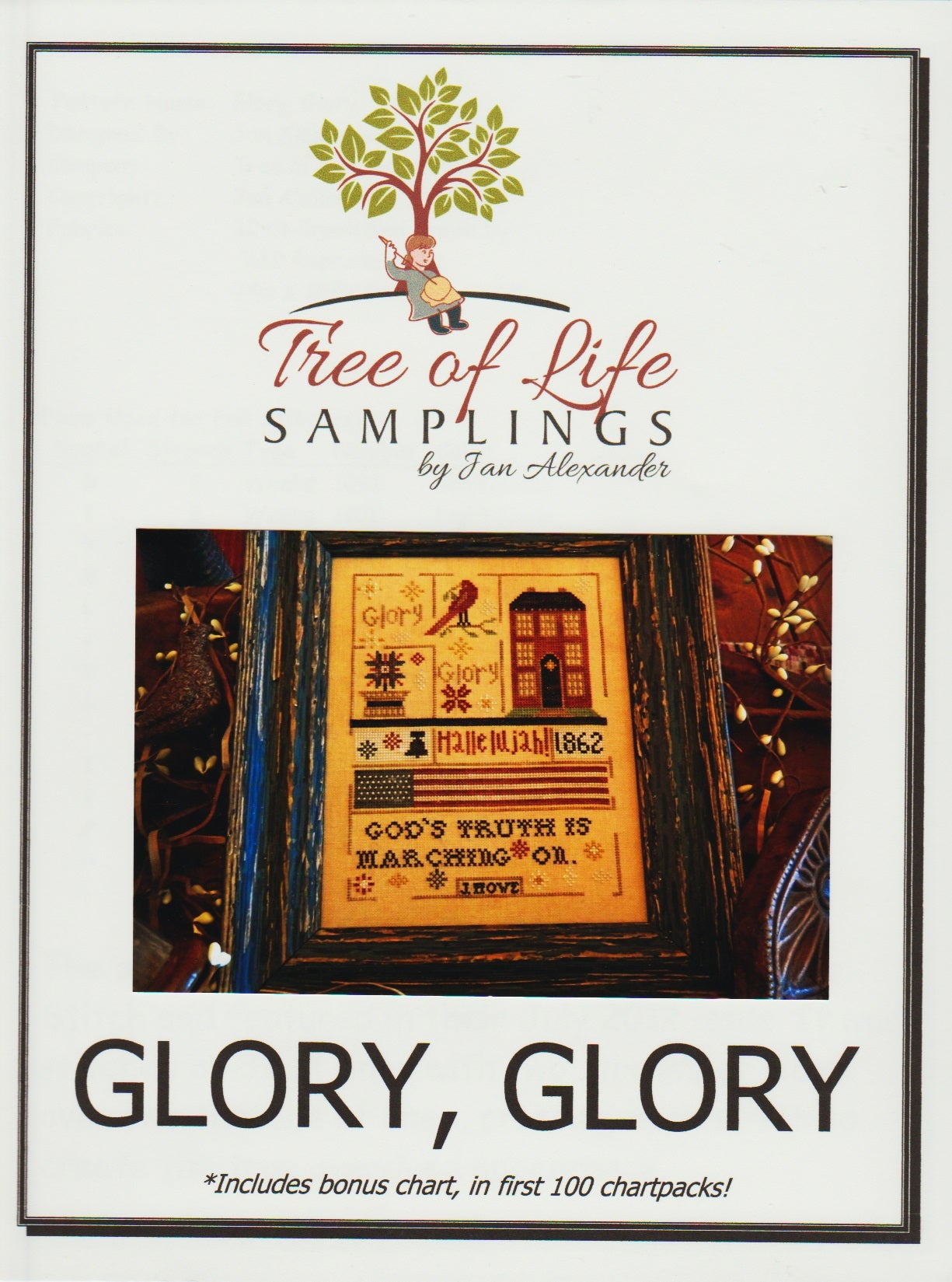 Tree o Life Samplings Glory, Glory patriotic cross stitch pattern