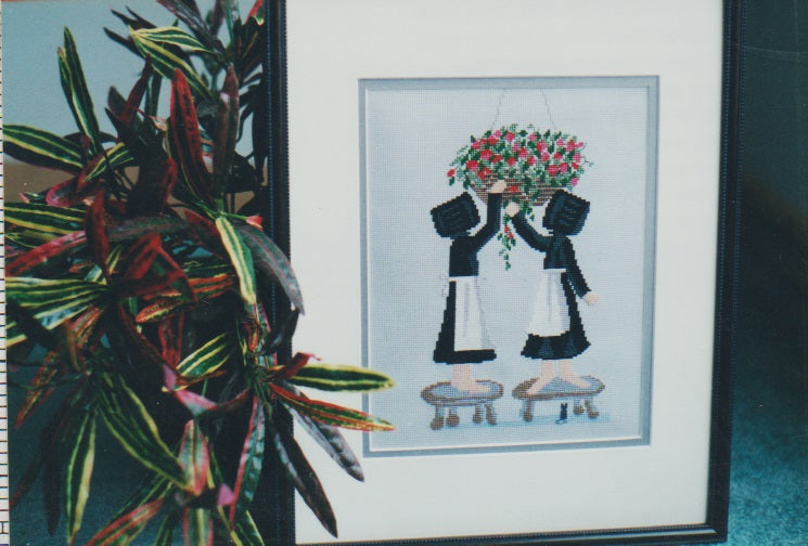 Diane Graebner Hanging Basket Care, DGX-085 Amish cross stitch pattern