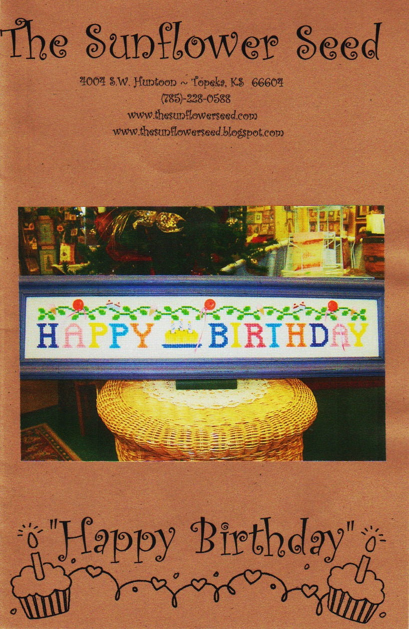 The Sunflower Seed Happy Birthday cross stitch pattern
