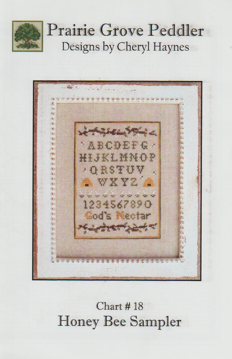 Prairie Grove Peddler Honey Bee Sampler 18 cross stitch pattern