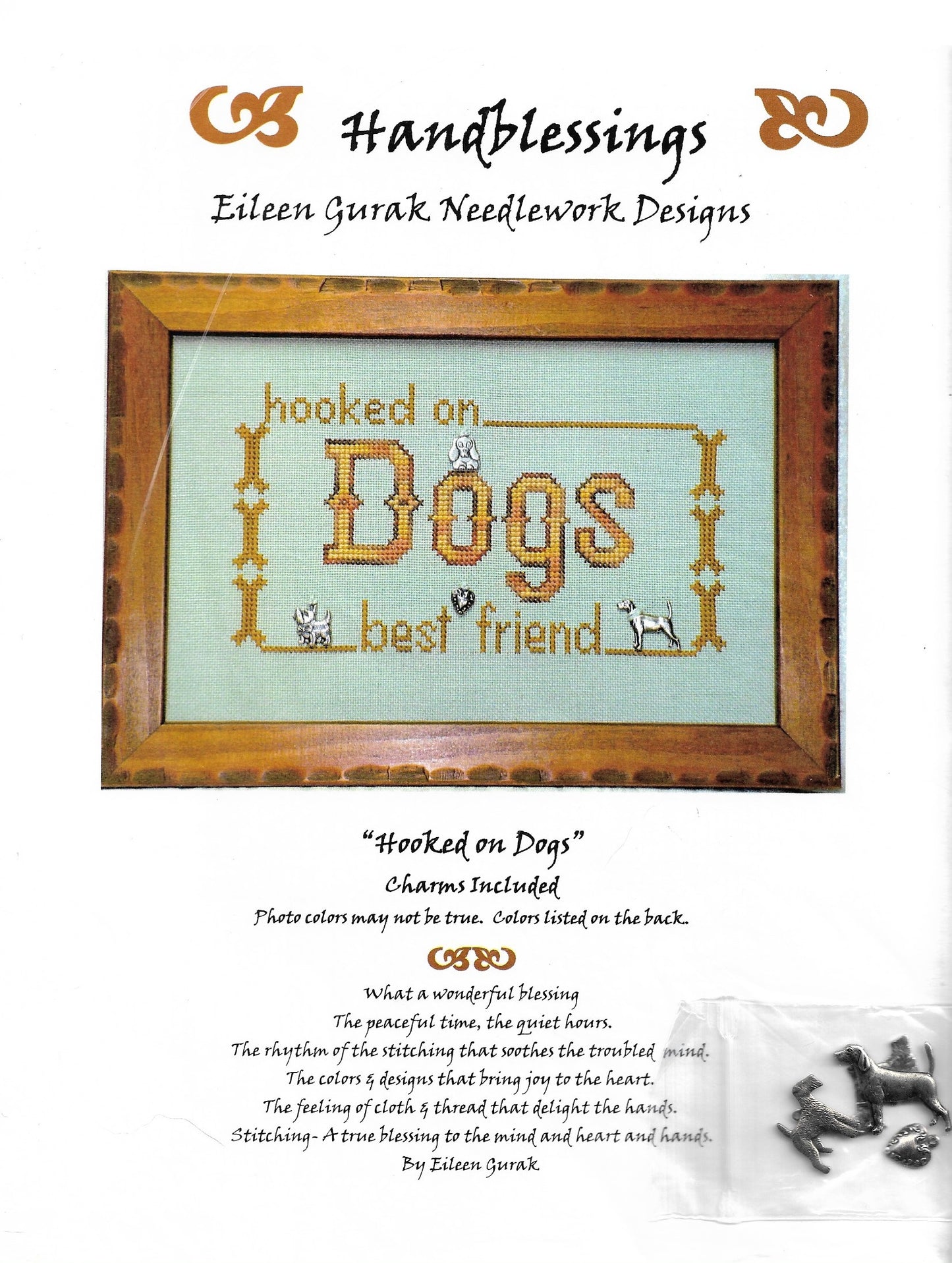 Handblessings Hooked on Dogs cross stitch pattern