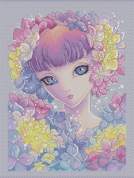 Lena Lawson Hydrangea Fairy cross stitch pattern