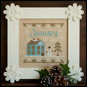 Country Cottage Needleworks January Cottage cross stitch pattern