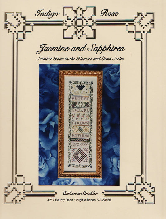 Indigo Rose Jasmine and Sapphires cross stitch pattern