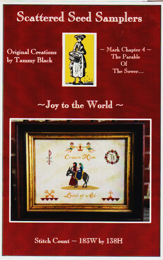 Scattered Seed Samplers Joy To The World christmas Joseph and Mary cross stitch pattern