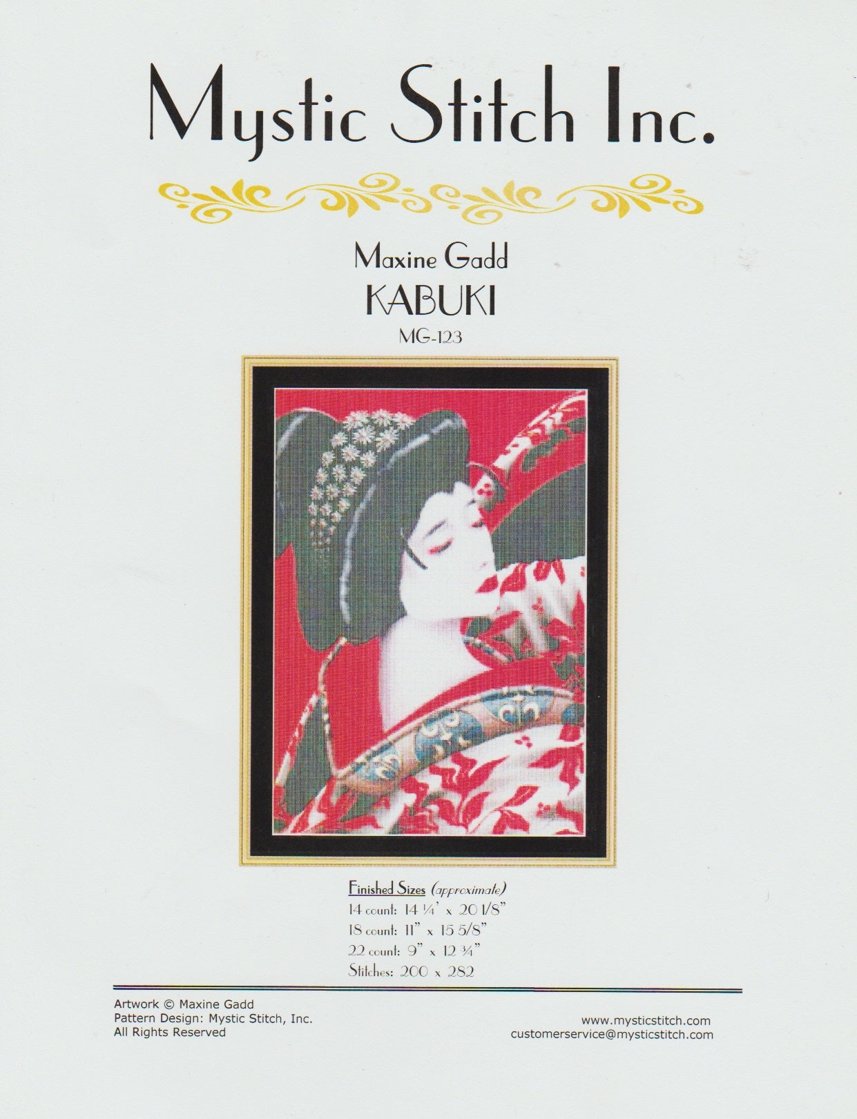 Mystic Stitch Kabuki Maxine Gadd MG-123 cross stitch pattern