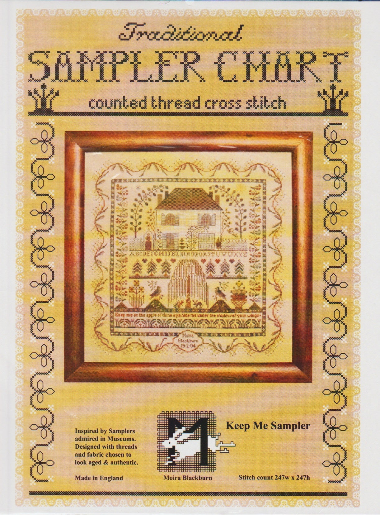 Moira Blackburn Keep Me Sampler cross stitch pattern