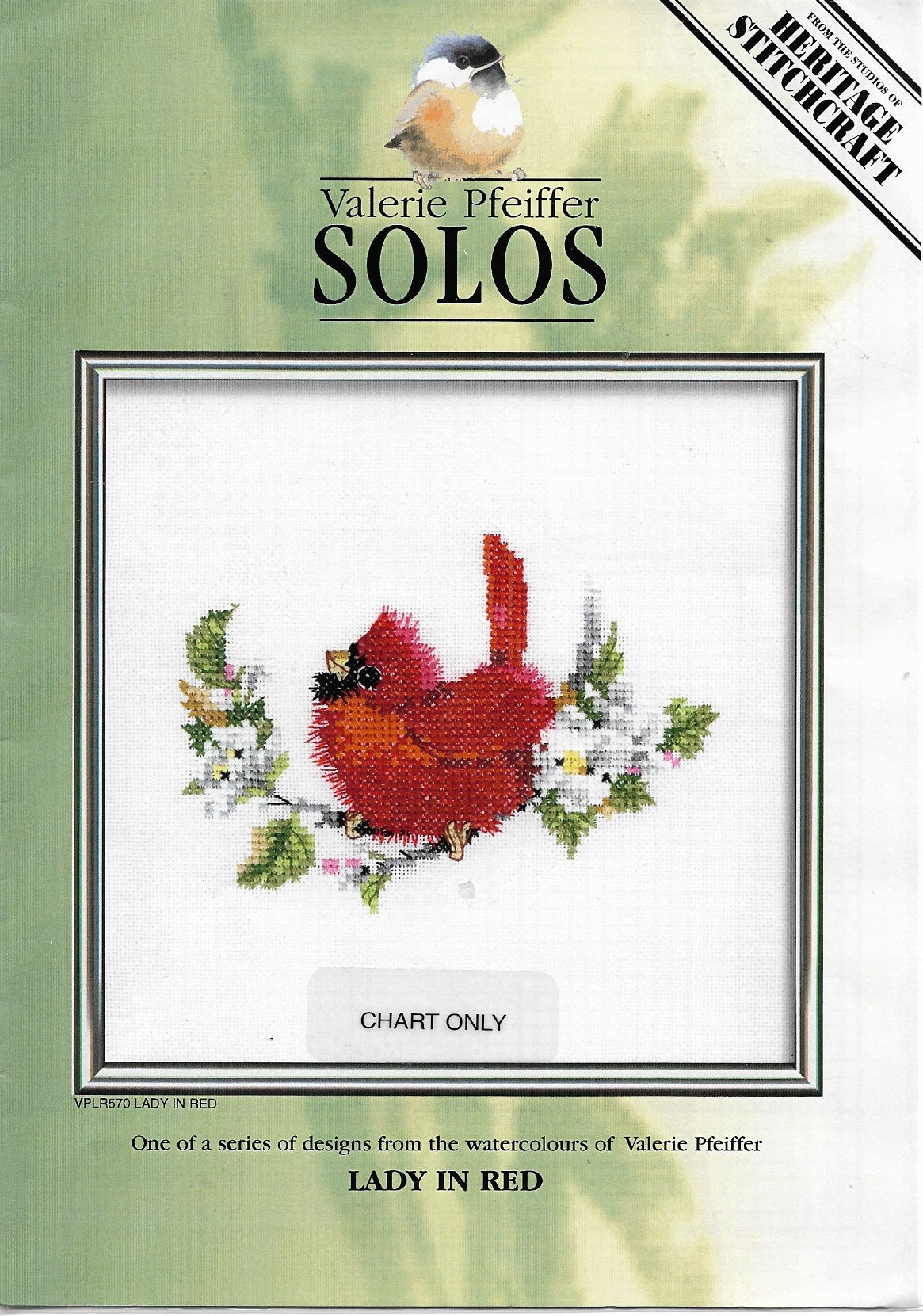 Heritage Stitchcraft Lady In Red bird cross stitch pattern