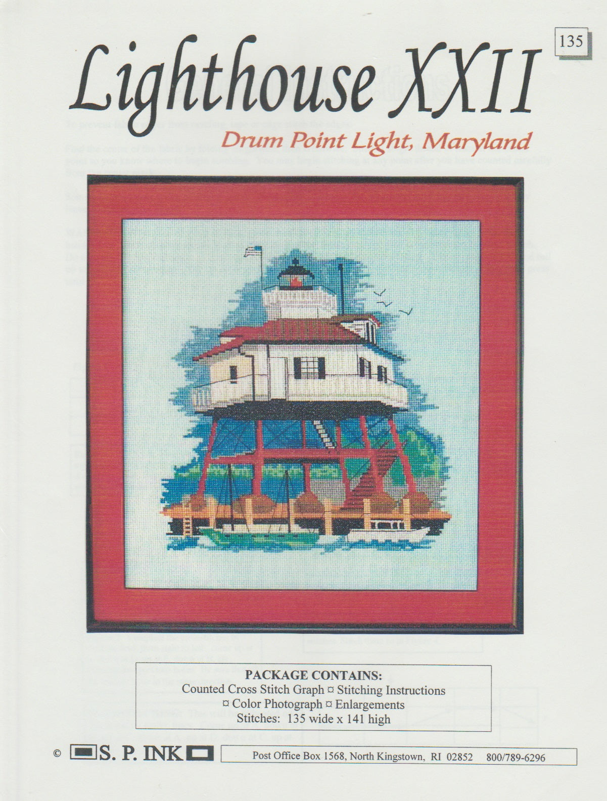 S.P. Ink Lighthouse XXII Drum Point Light Maryland cross stitch pattern