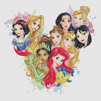 Grille point de croix Magic Kingdom Princesses disney cross stitch pattern