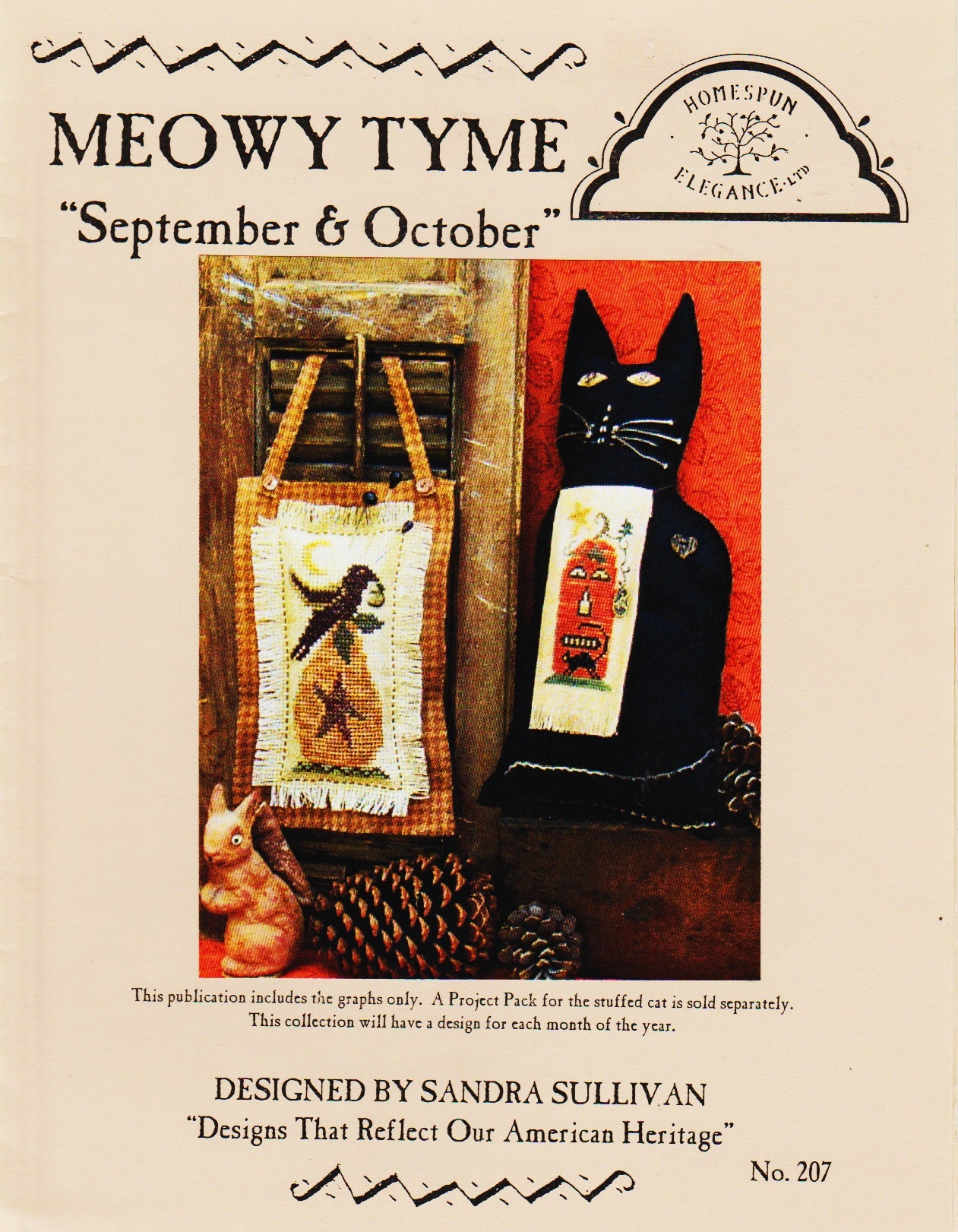Homespun Elegance Meowy Tyme September & October cross stitch pattern