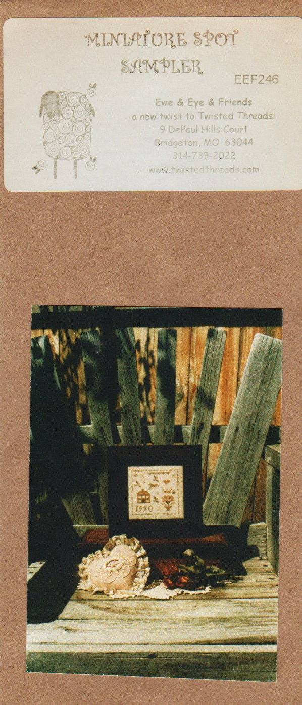 Ewe & Eye Miniature Spot Sampler EEF246 primitive cross stitch pattern