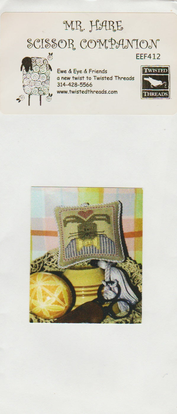 Ewe & Eye Mr Hare Scissor Companion EEF412 cross stitch pillow pattern