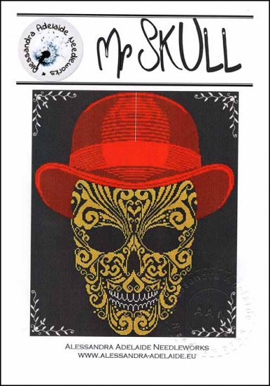 Alessandra Adelaide Mr Skull halloween cross stitch pattern