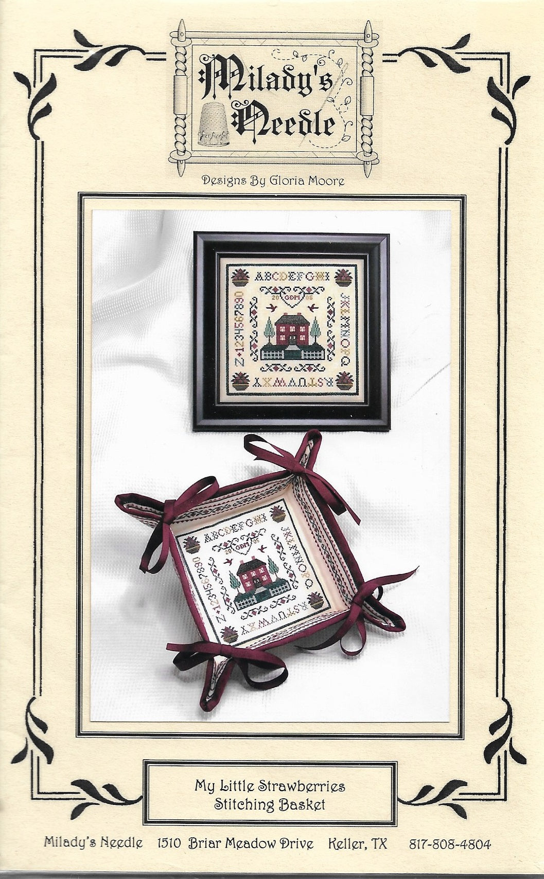 Milady's Needle My Little Strawberries Stitching Basket cross stitch pattern