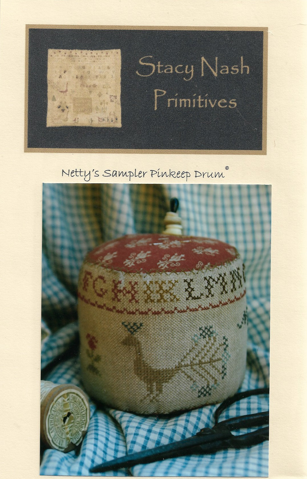 Stacy Nash Primitives Netty's Sampler Pinkeep Drum cross stitch pattern