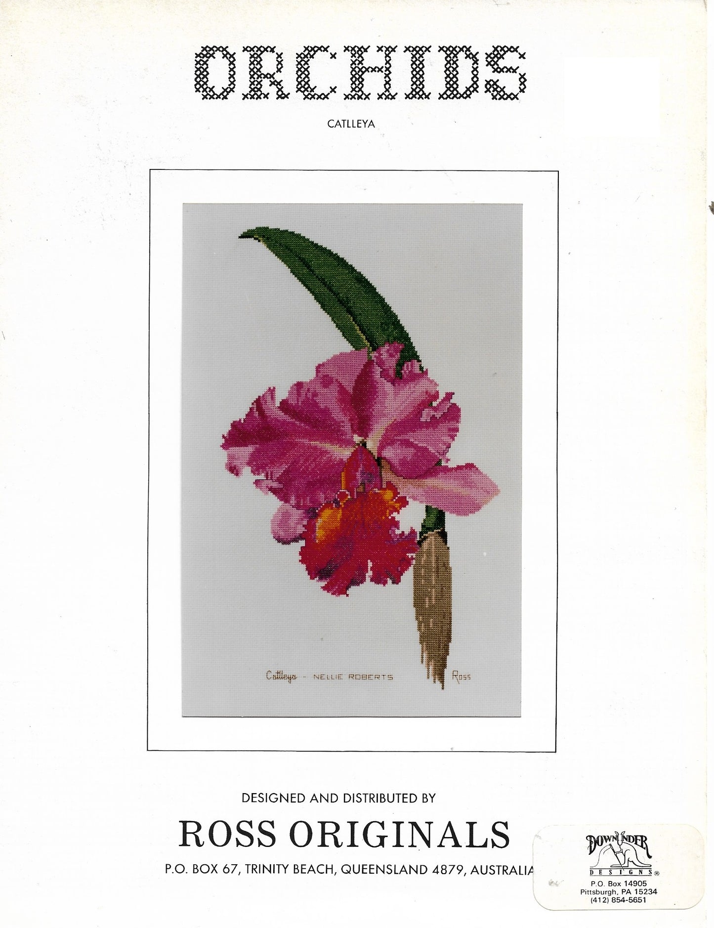 Ross Originals Orchids Catlleya flower cross stitch pattern