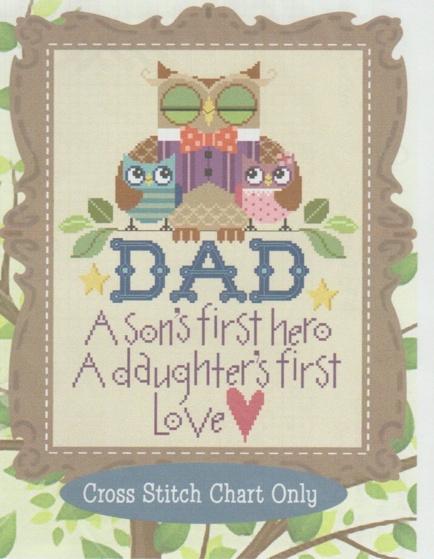Brooke's Books Owl Dad cross stitch pattern