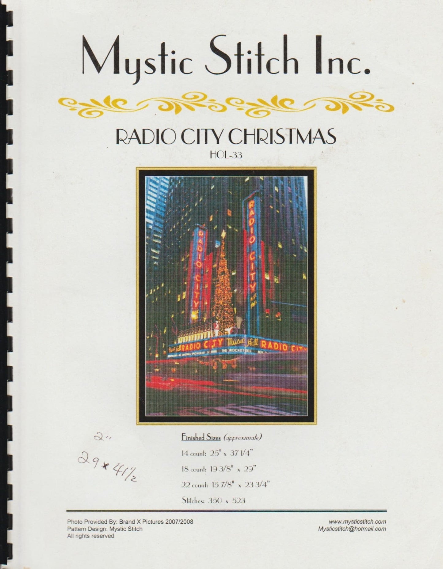 Mystic Stitch Radio City Christmas HOL-33 cross stitch pattern