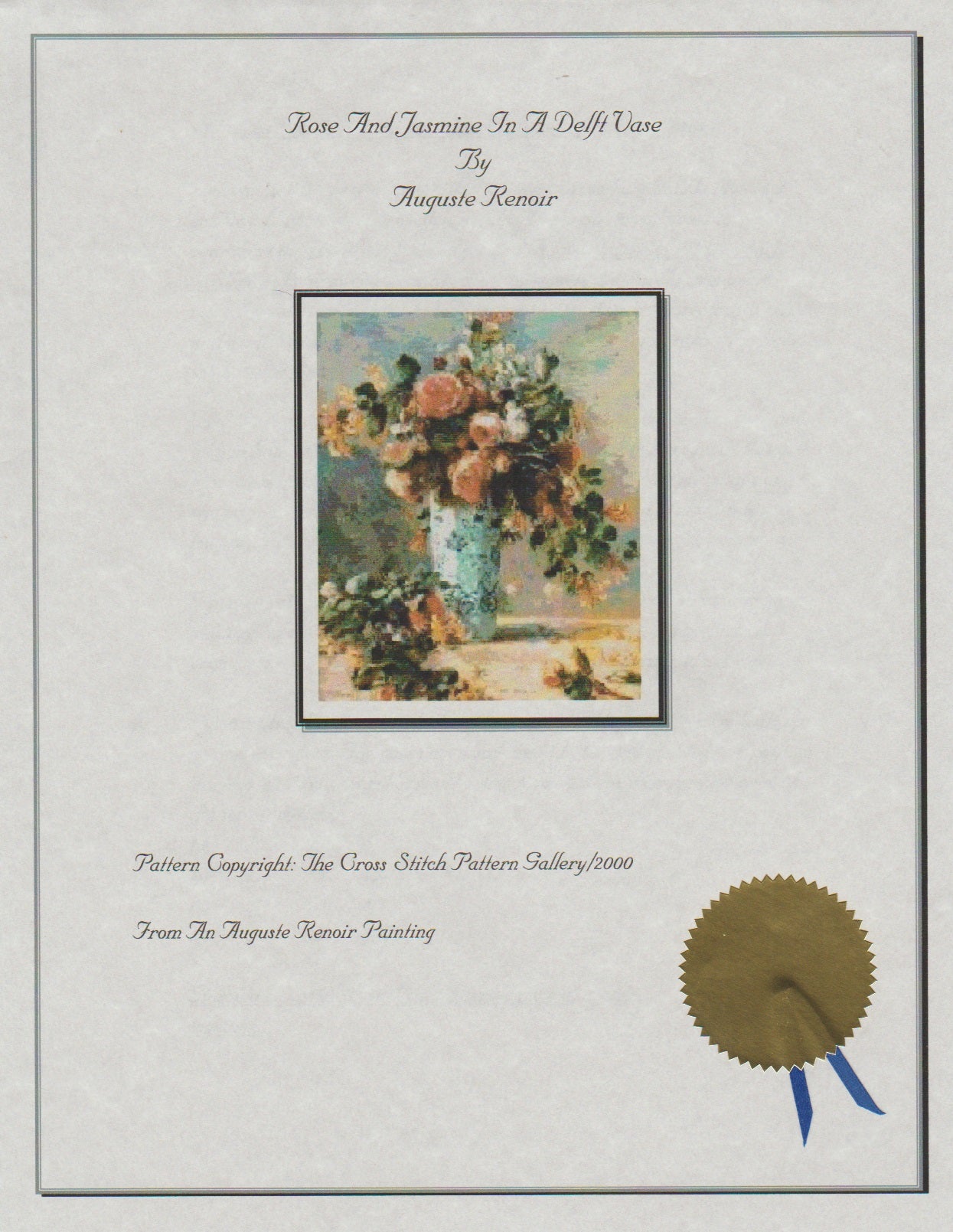 Cross Stitch pattern gallery Rose And Jamine in A Delft Vase cross stitch pattern