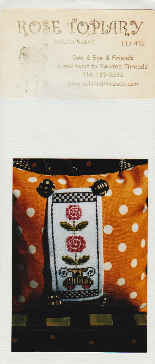 Ewe & Eye Rose Topiary flower cross stitch patter