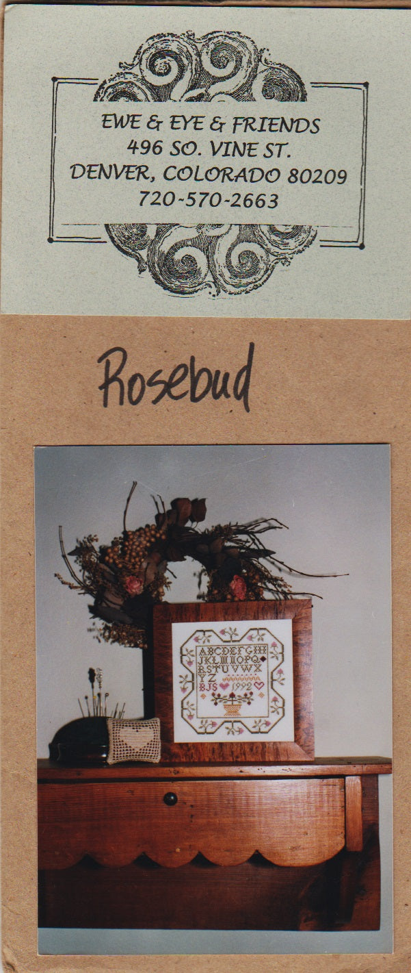 Ewe & Eye Rosebud flower cross stitch pattern