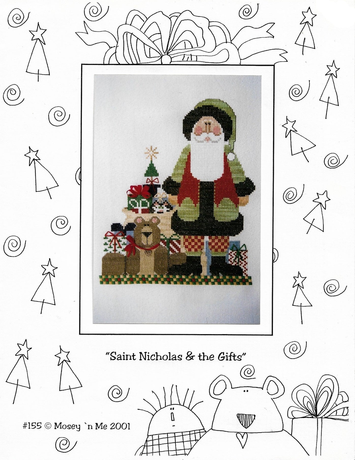 Mosey 'n Me Saint Nicholas & the Gifts christmas cross stitch pattern