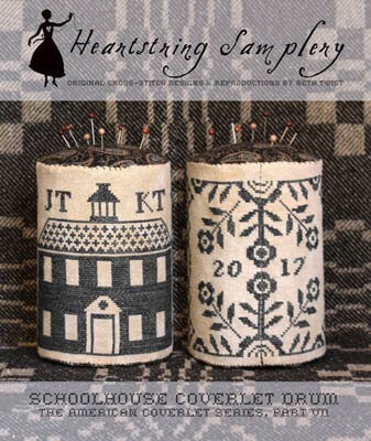 Heartsting Samplery Schoolhouse Coverlet Drum cross stitch pattern