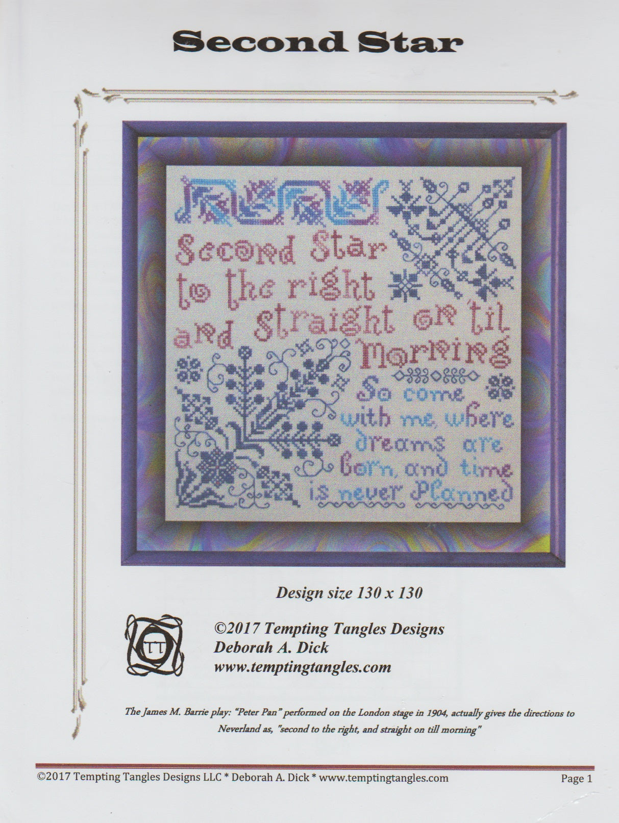 Tempting Tangles Second Star cross stitch pattern