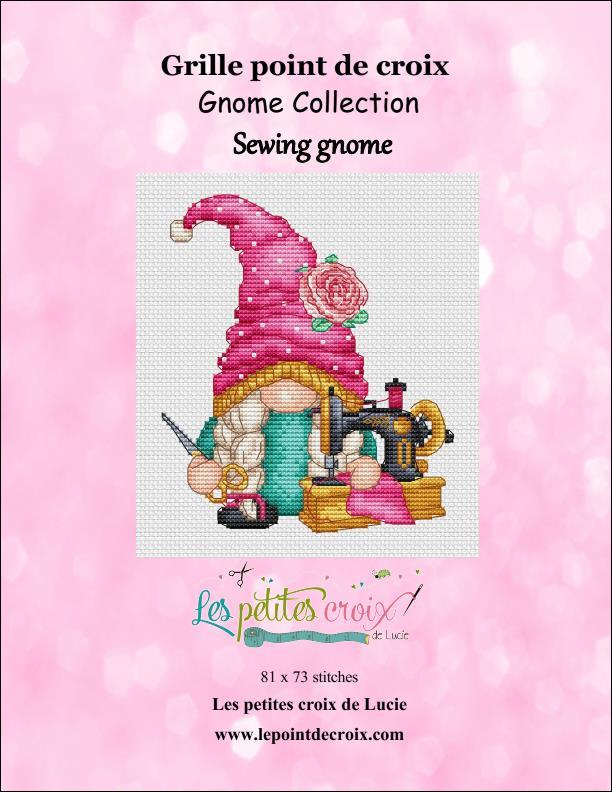 Les petites croix de Lucie Sewing Gnome cross stitch pattern