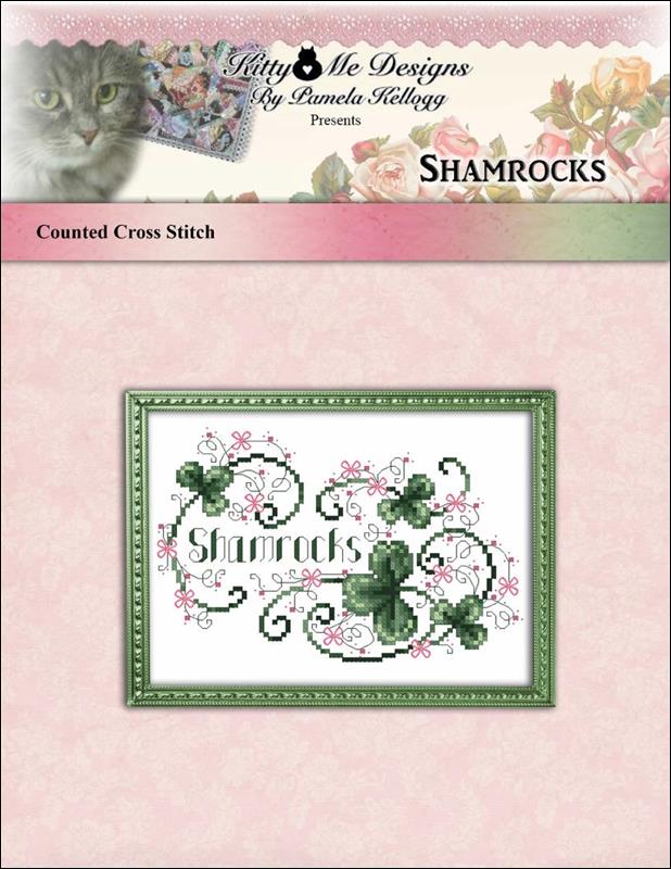 Kitty & Me Shamrocks cross stitch pattern