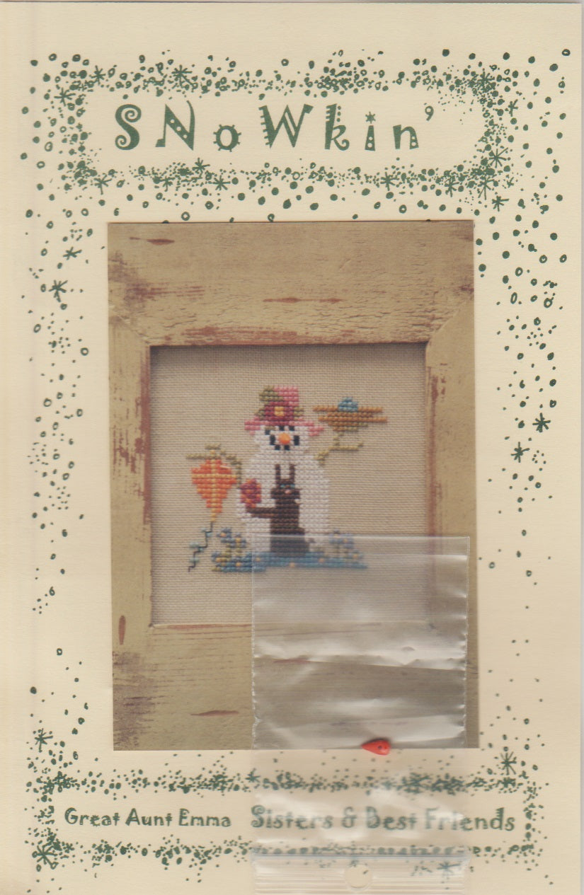 Sisters & Best Friends Great Aunt Emma Snowkin snowman cross stitch pattern