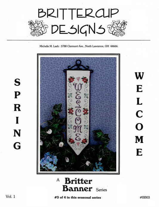 Brittercup Designs Spring Welcome BB03 cross stitch pattern