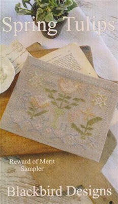 Blackbird Designs Spring Tulips Reward of Merit cross stitch pattern