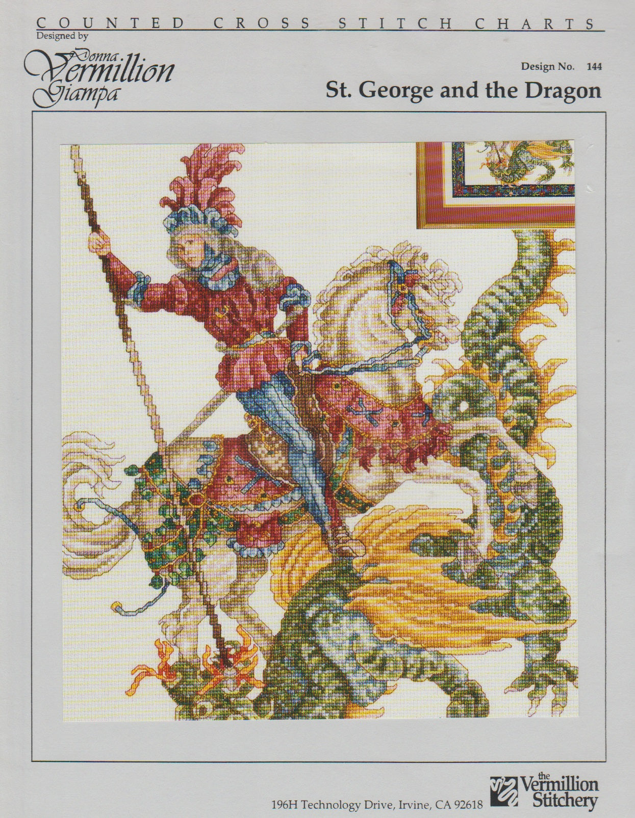 Vermillion Stitchery St. George and the Dragon 144 cross stitch pattern