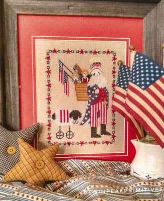 Twin Peak Primitives Star Spangled Santa & Ewe christmas cross stitch pattern