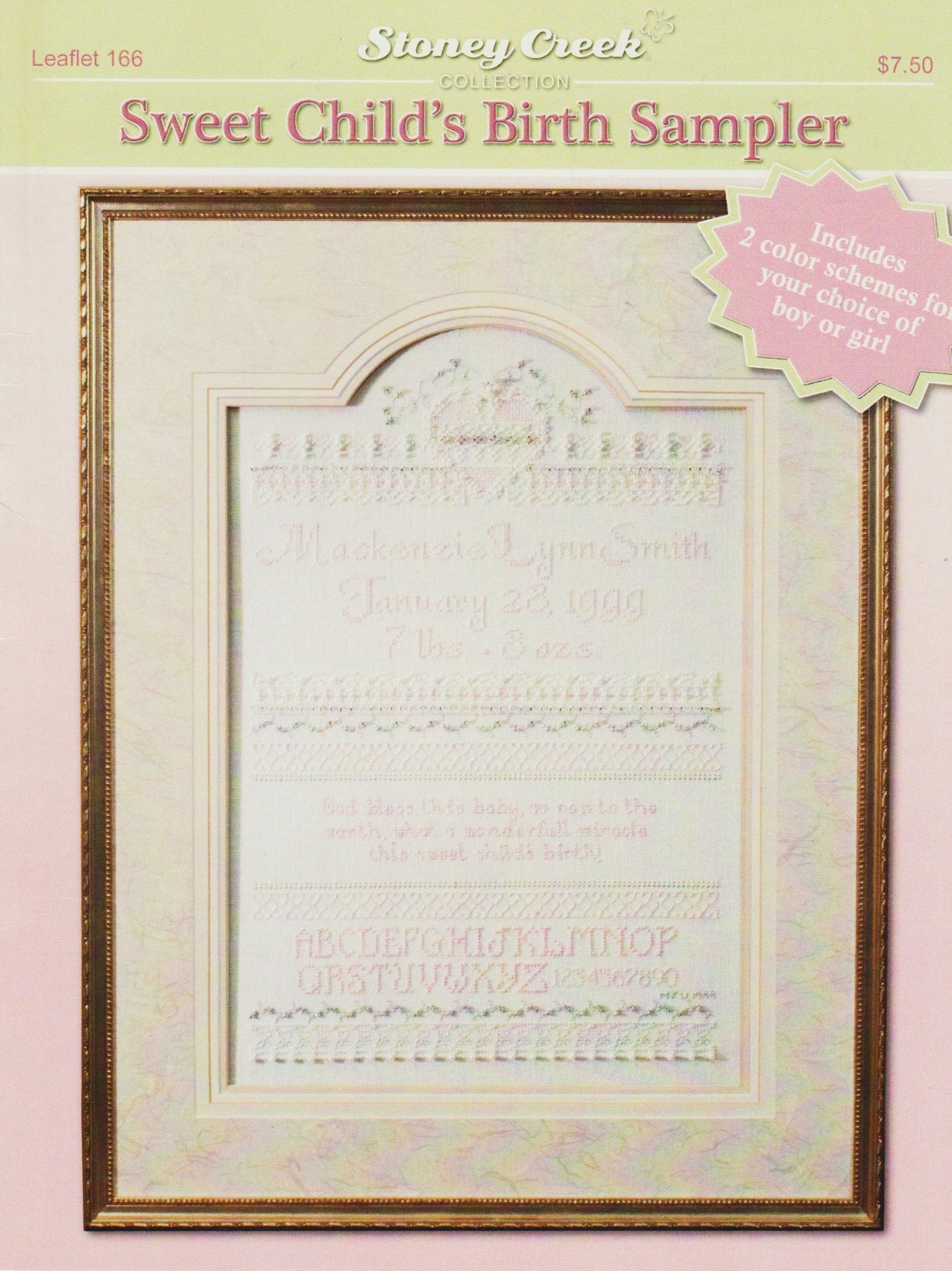 Stoney Creek Sweet Child's Birth Sampler LFT166 baby cross stitch pattern