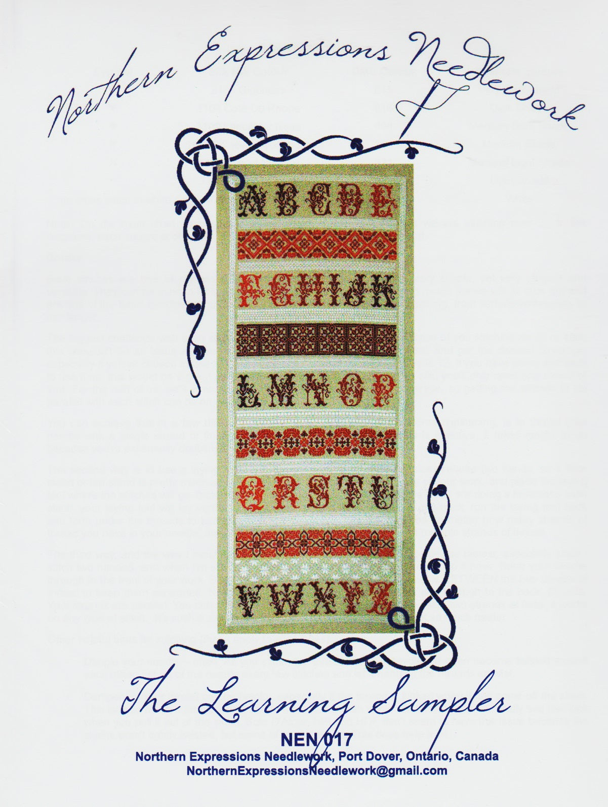 Northern Expressions Needlework The Learning Sampler NEN017 cross stitch pattern