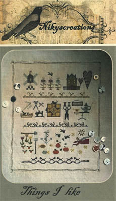 Nikyscreations Things I Like cross stitch sampler pattern