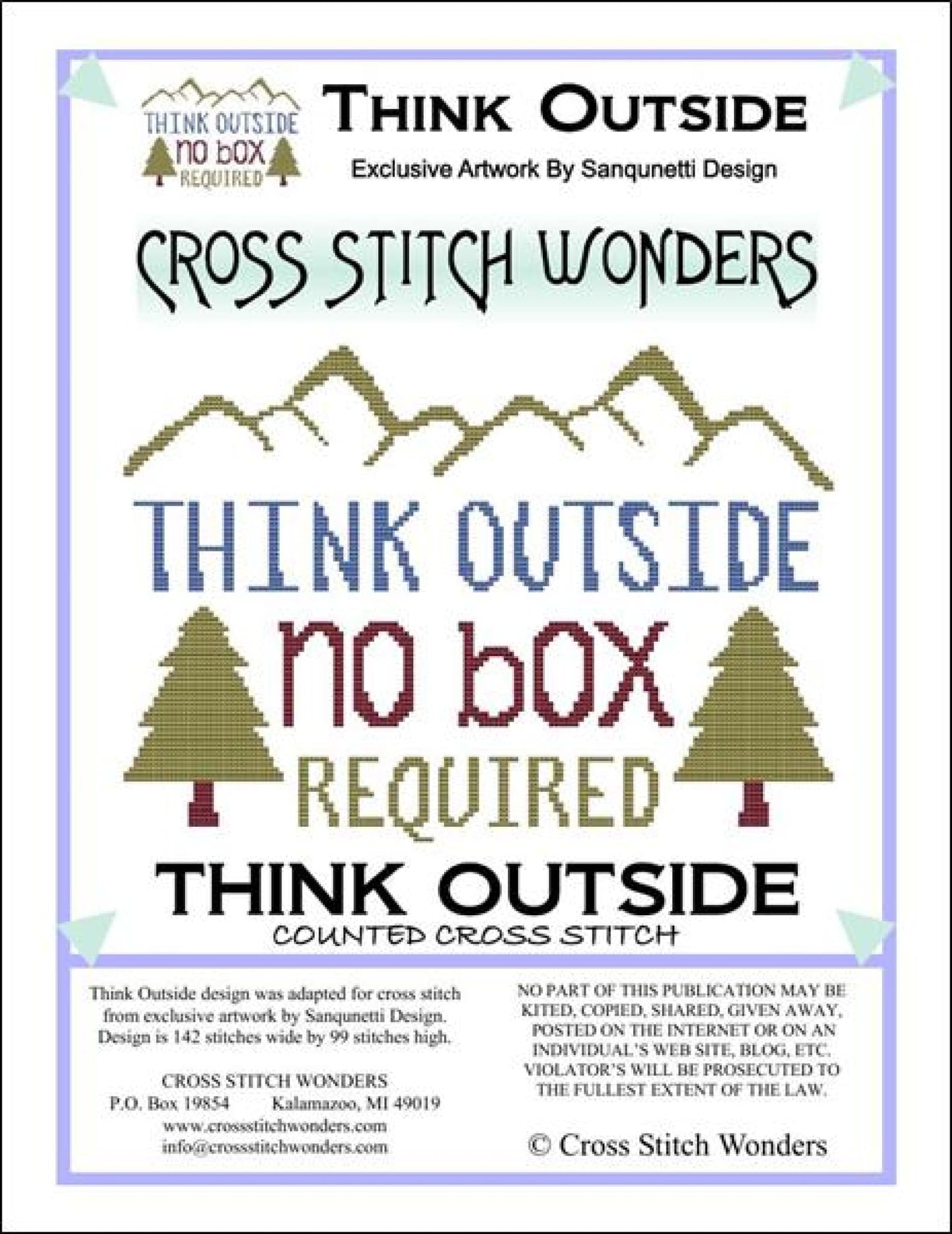 Cross Stitch Wonders Marcia Manning Think Outside Cross stitch pattern