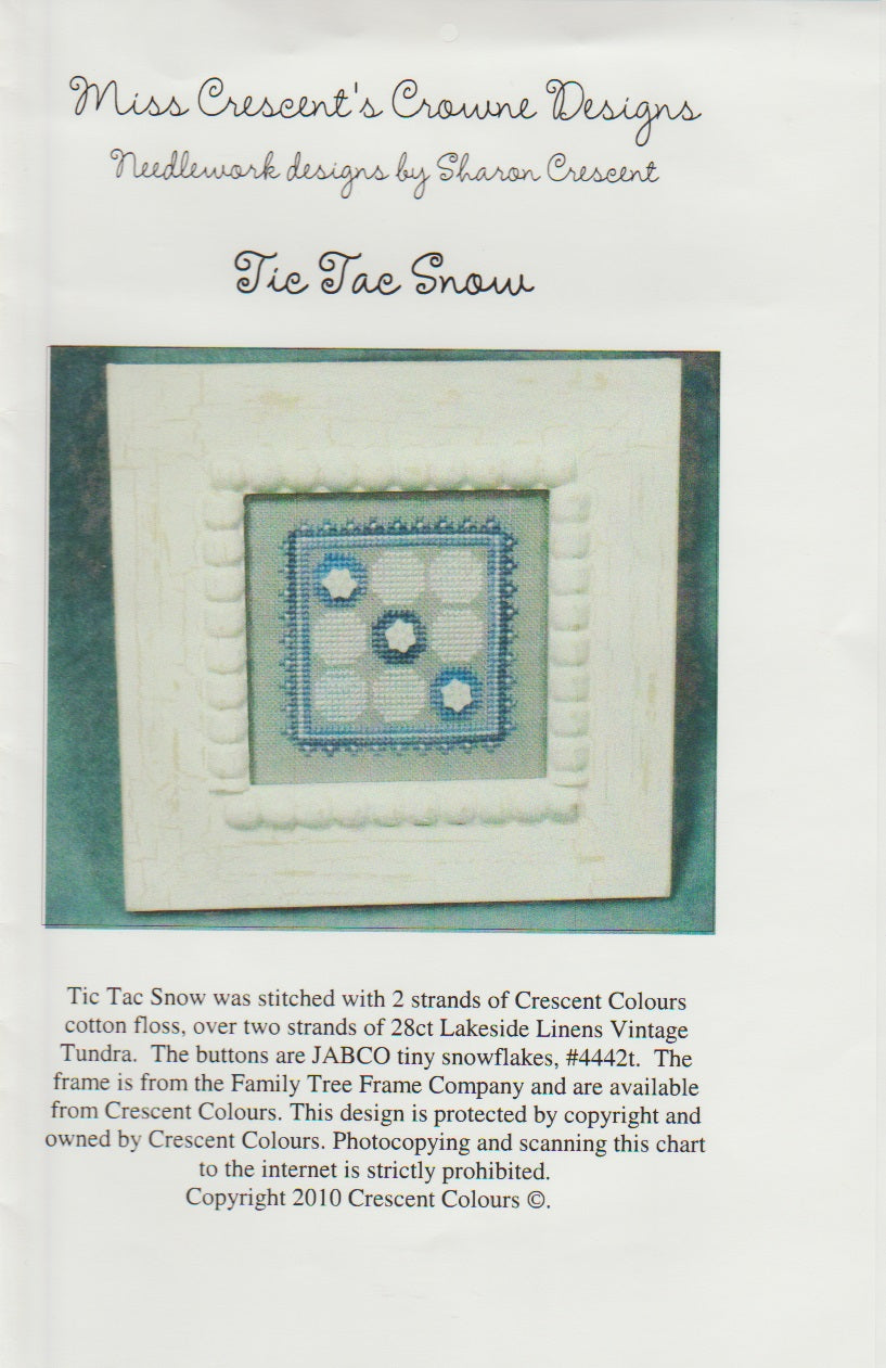 Miss Crescent's Crowne Tic Tac Snow winter cross stitch pattern