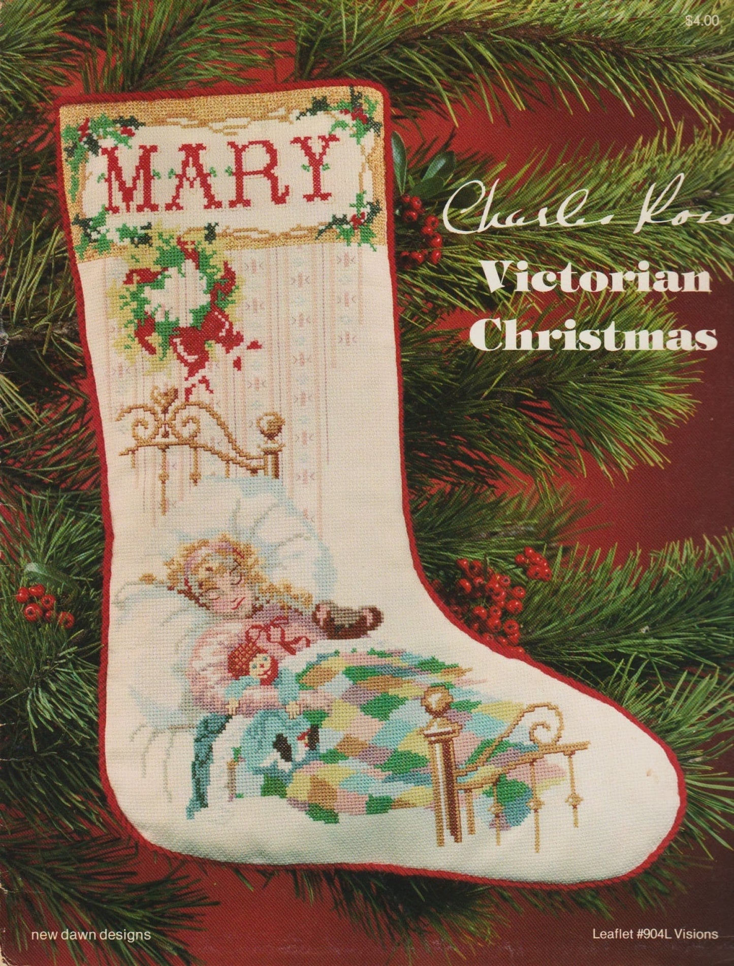 New Dawn Designs Visions Stocking 904L christmas stocking cross stitch pattern