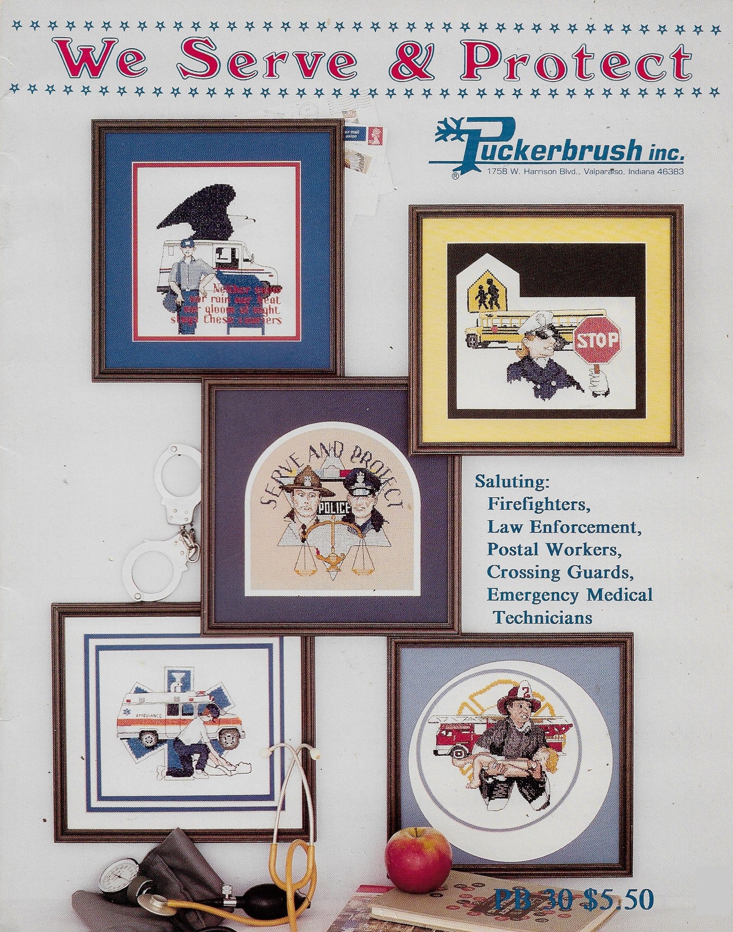 Puckerbrush We Serve & Protect cross stitch pattern
