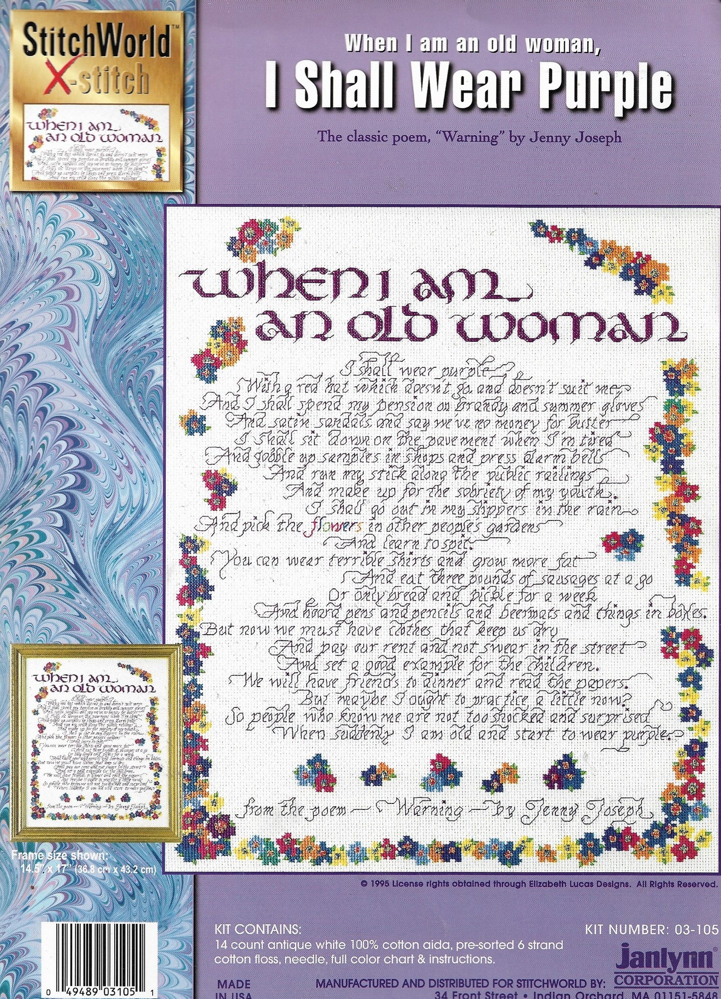 StitchWorld X-Stitch (When I am an old woman,) I Shall Wear Purple cross stitch pattern