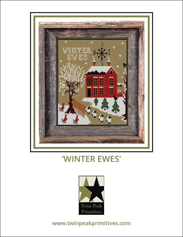 Twin Peak Primitives Winter Ewes cross stitch pattern