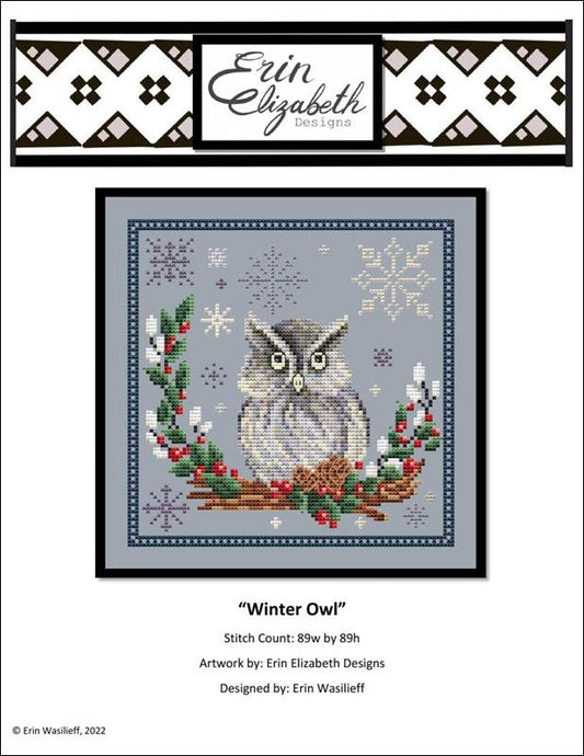 Erin Elizabeth Designs Winter Owl cross stitch pattern