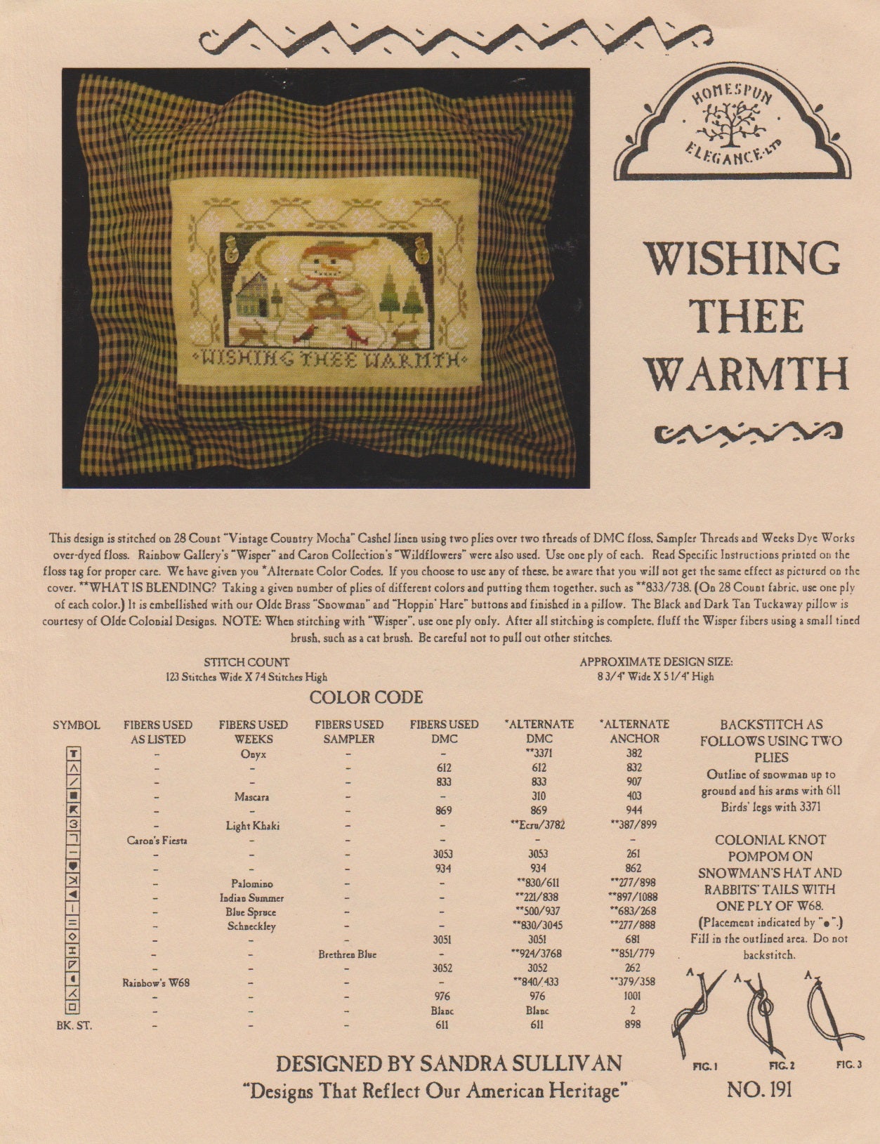 Homespun Elegance Wishing Thee Warmth cross stitch pattern